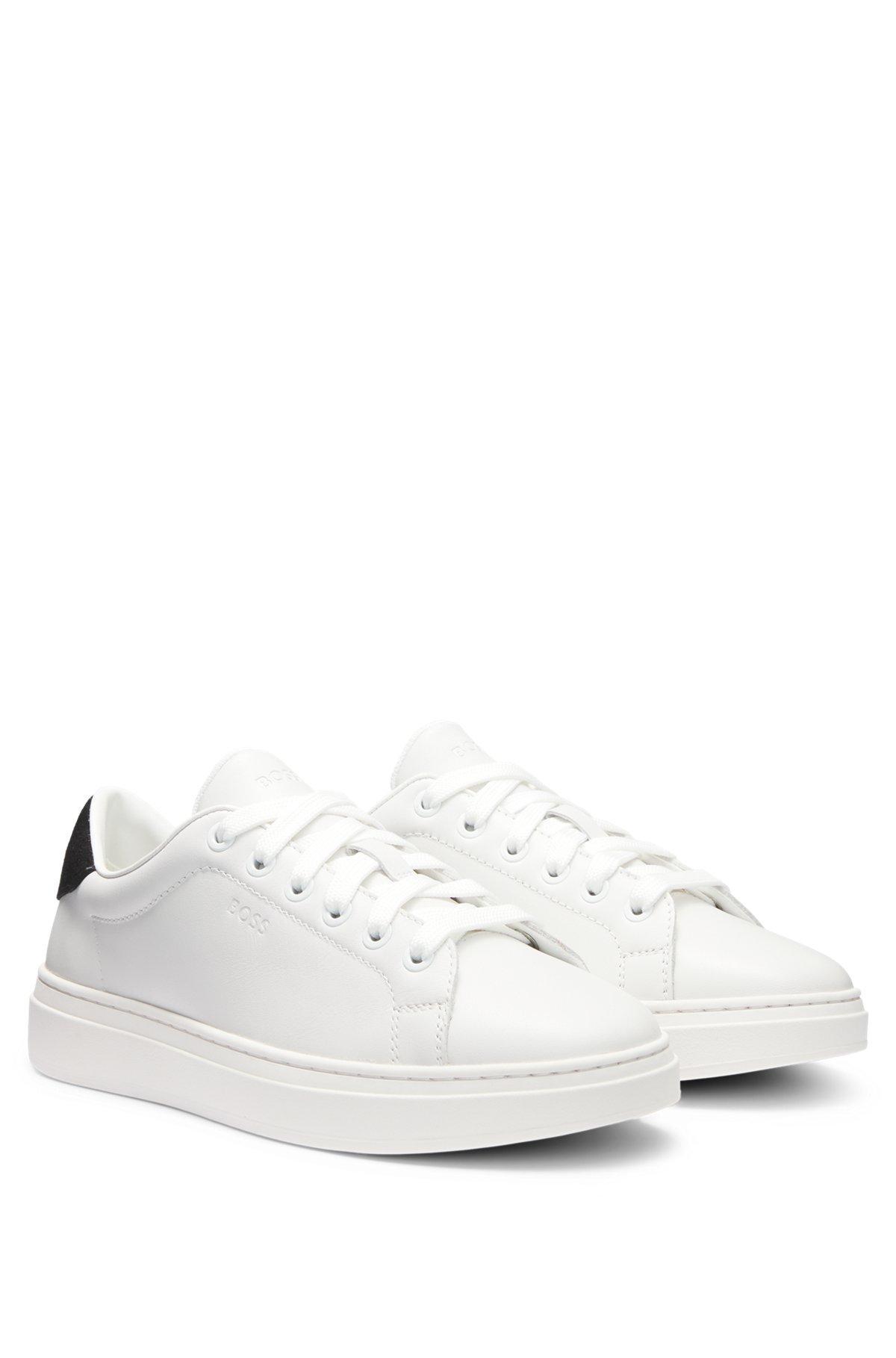 Leather trainers with suede backtab Product Image