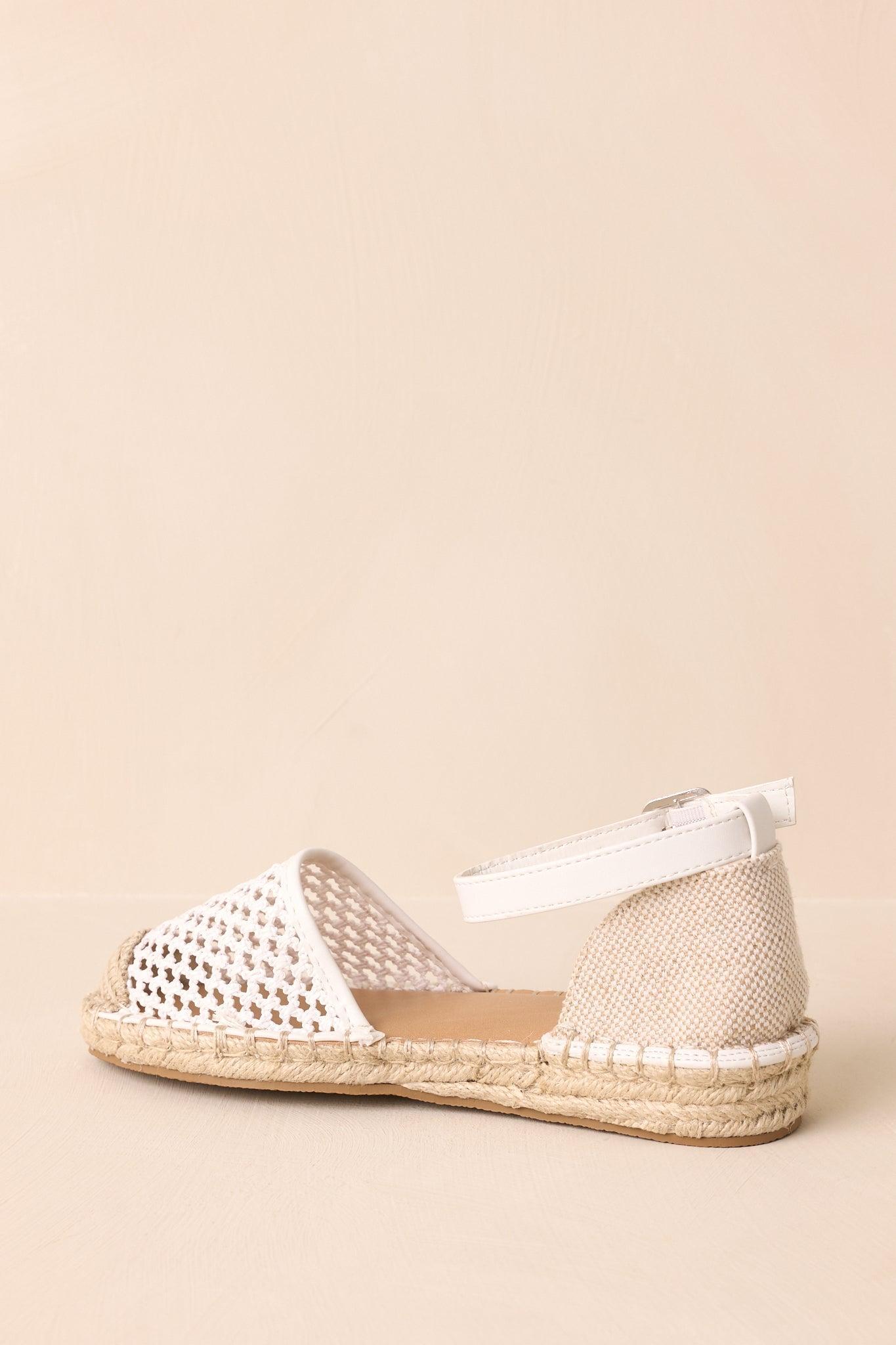 When She Walks In Ivory Ankle Strap Espadrille Flats Product Image