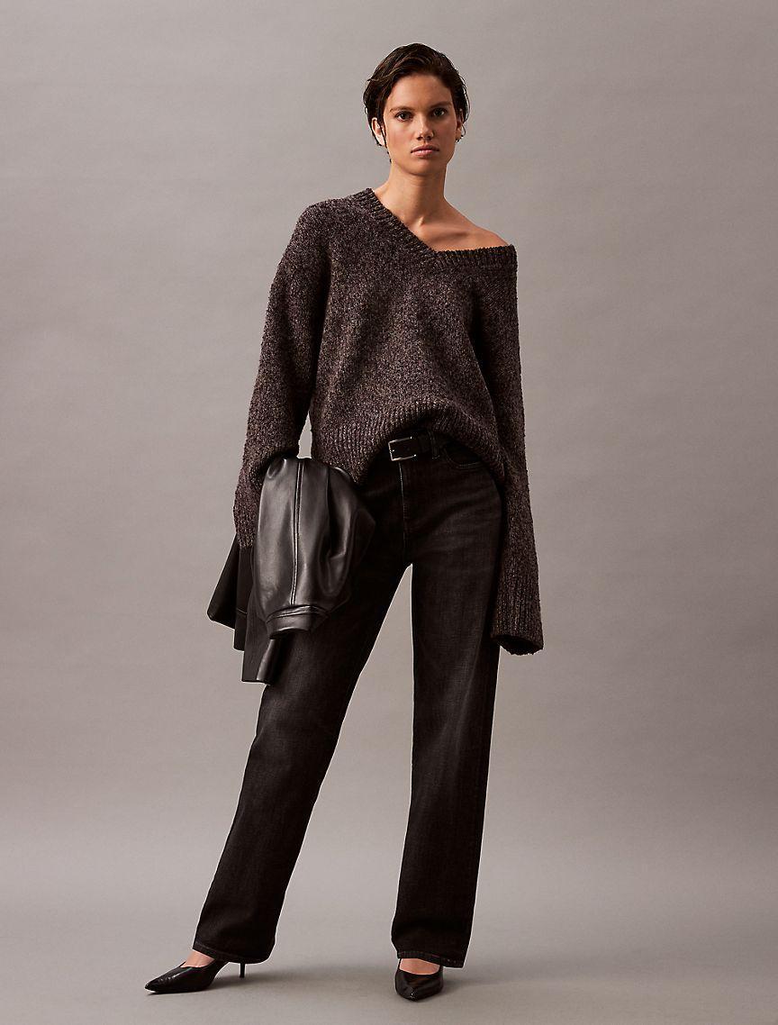 Melange Wool V-Neck Sweater Product Image