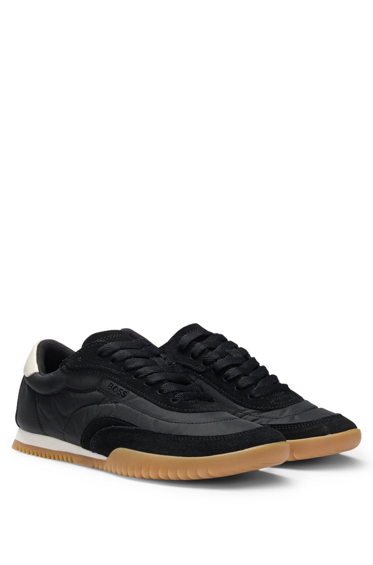 Low-top trainers in fabric and suede Product Image