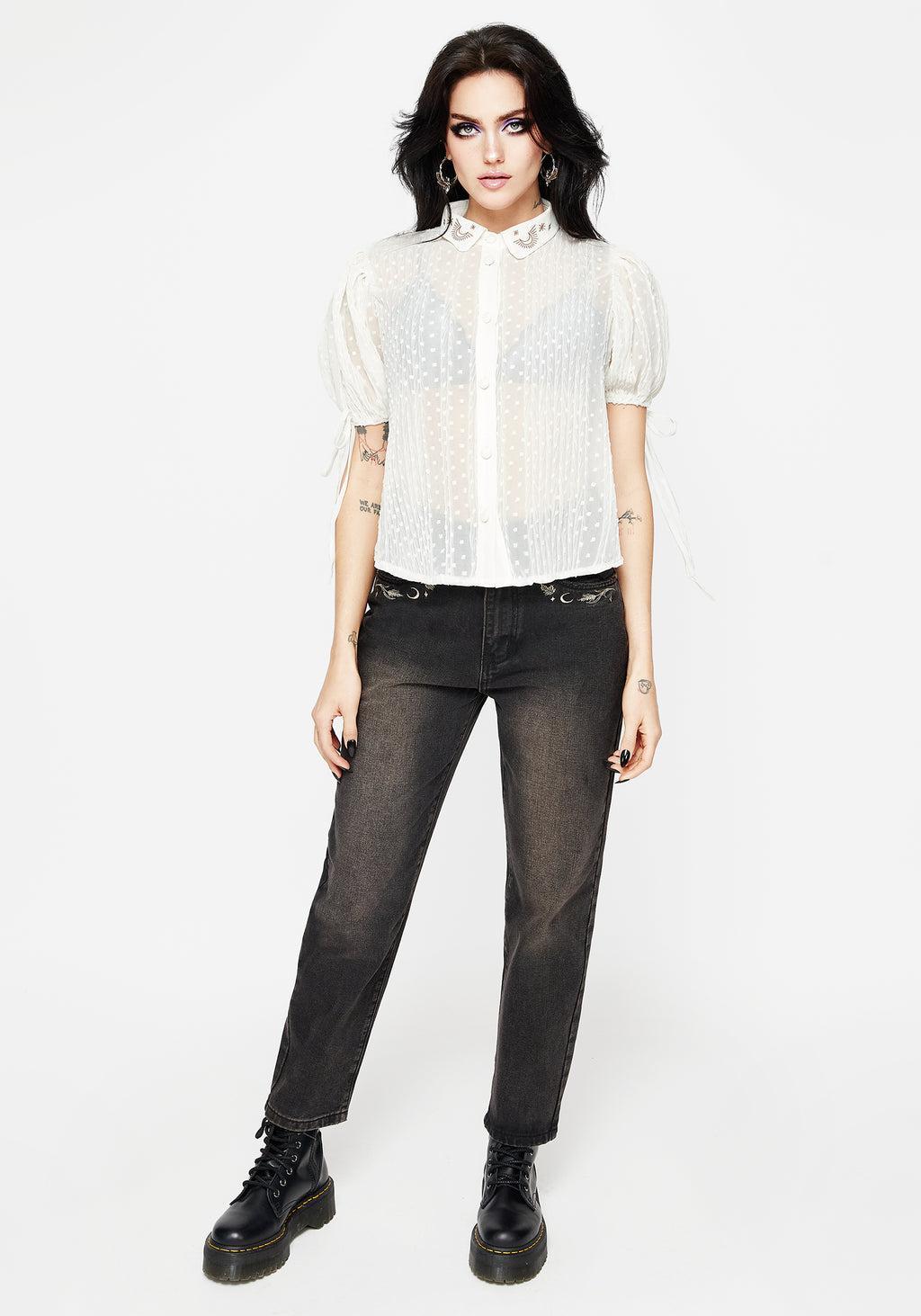 Madeleine Embroidered Chiffon Blouse Top Product Image