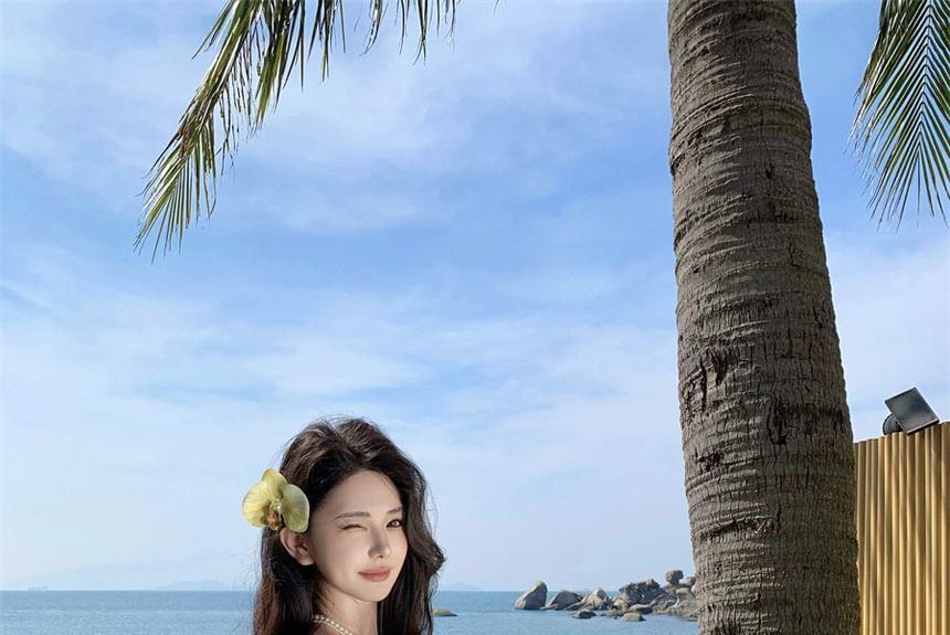 Strapless Plain Cutout Mini A-Line Dress Product Image