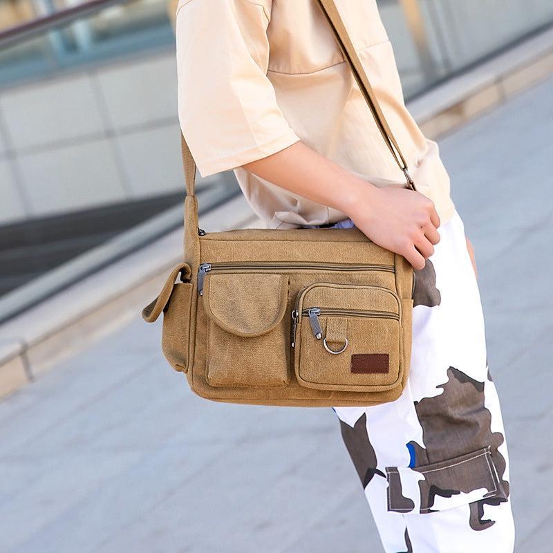 Lior Canvas Tote Bag Messenger Crossbody Shoulder Bag Large Bag with Multiple Pockets Product Image