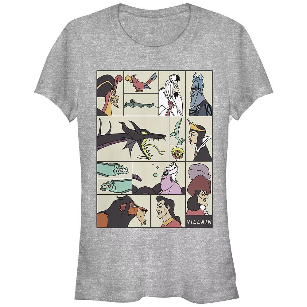 Disney Villains Square Portrait Profiles Juniors Fitted Graphic Tee, Girls Athletic Grey Product Image