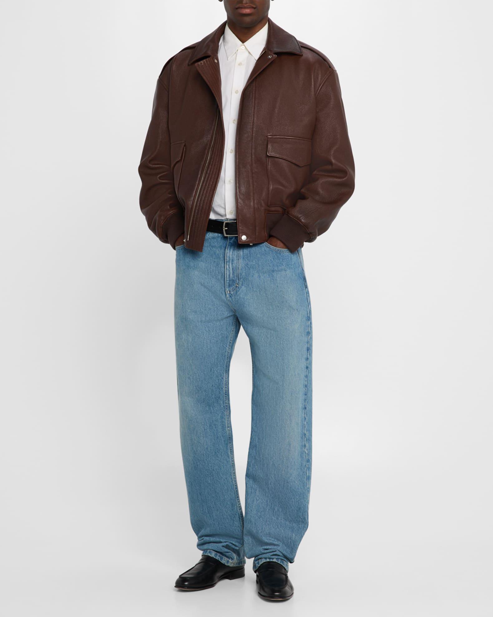 Mens Leather Blouson Jacket Product Image