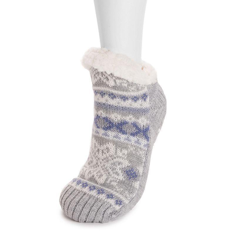 Women's MUK LUKS Short Slipper Socks, Size: SMLL/MEDM, Snowflake Blues Product Image