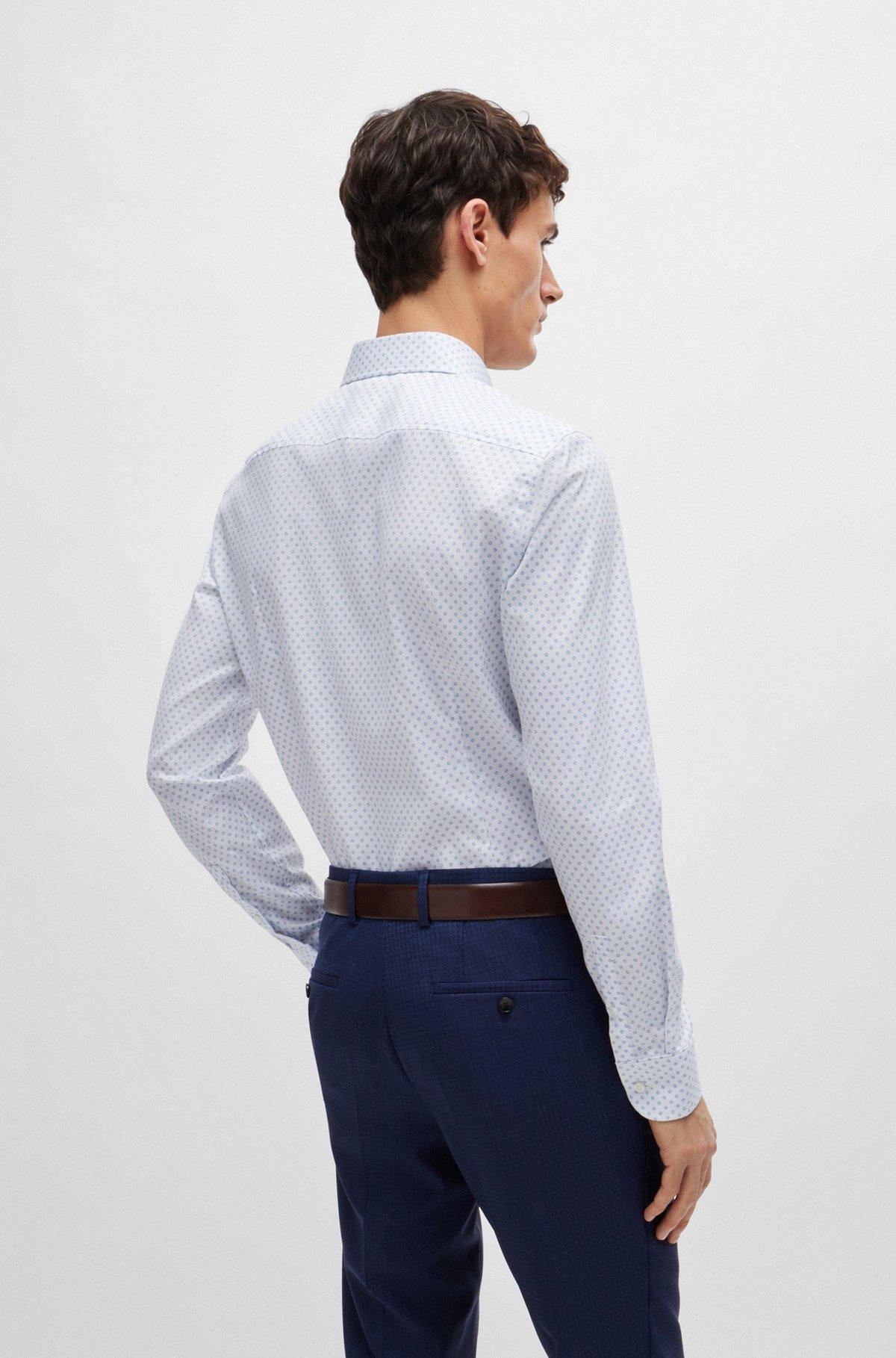 Slim-fit shirt in printed stretch cotton Product Image