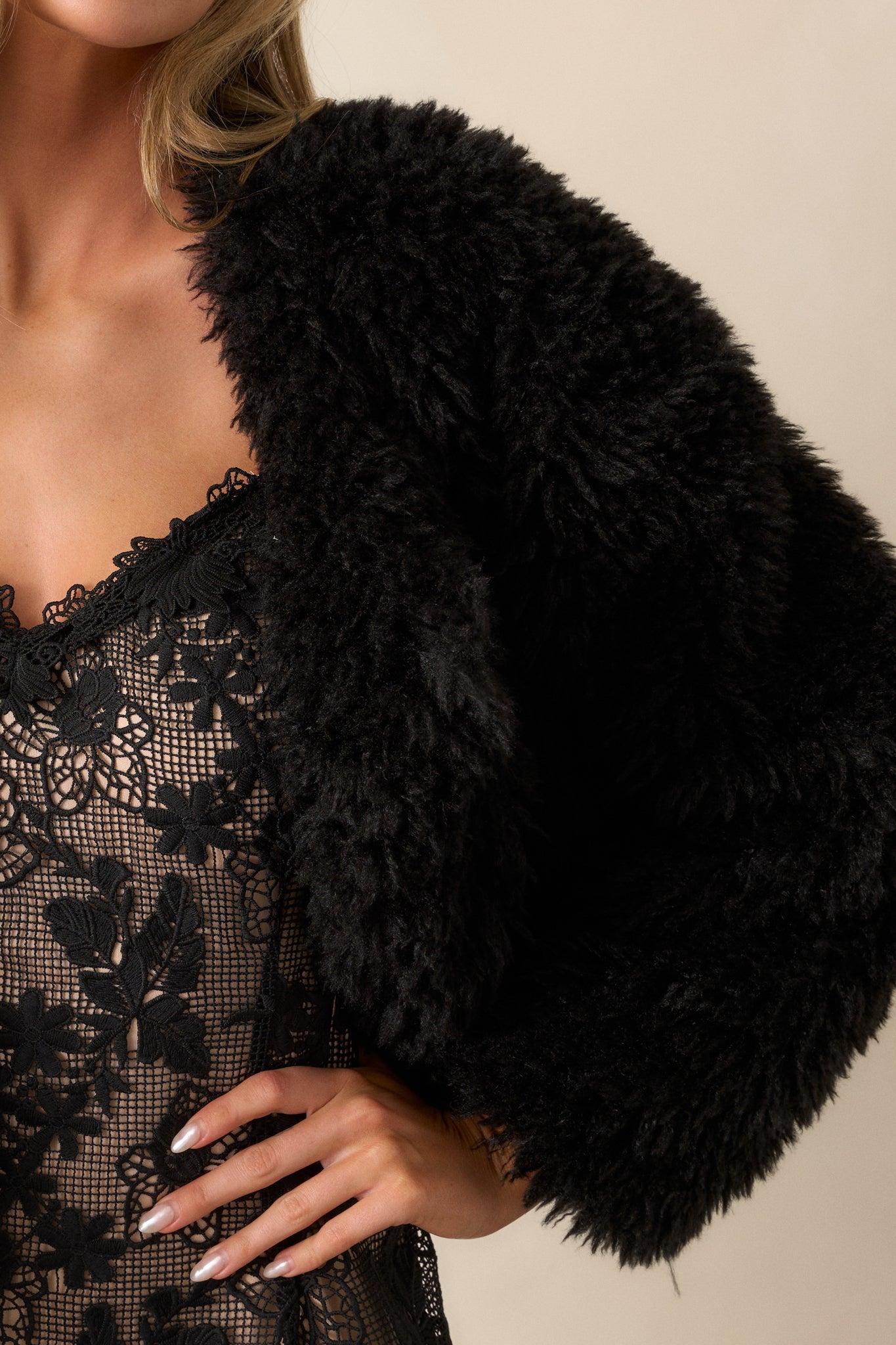 Diva Dreams Black Shearling Jacket Product Image
