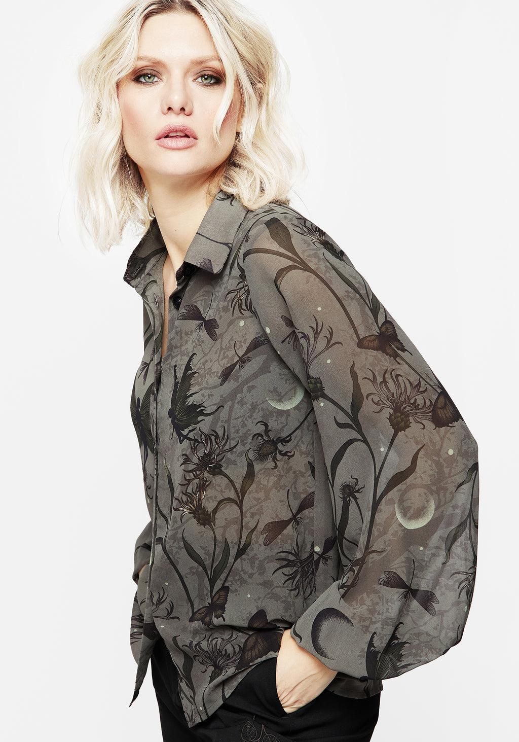Gloriana Floral Print Chiffon Shirt Product Image