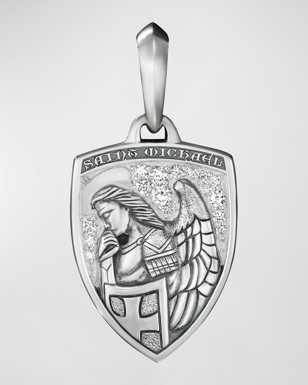 Mens St. Michael Pendant in Silver, 26mm Product Image