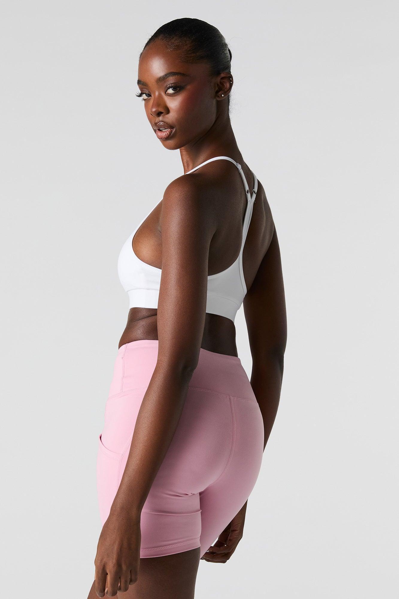 Solid Sports Bra with Built-In Bra Cups Female Product Image