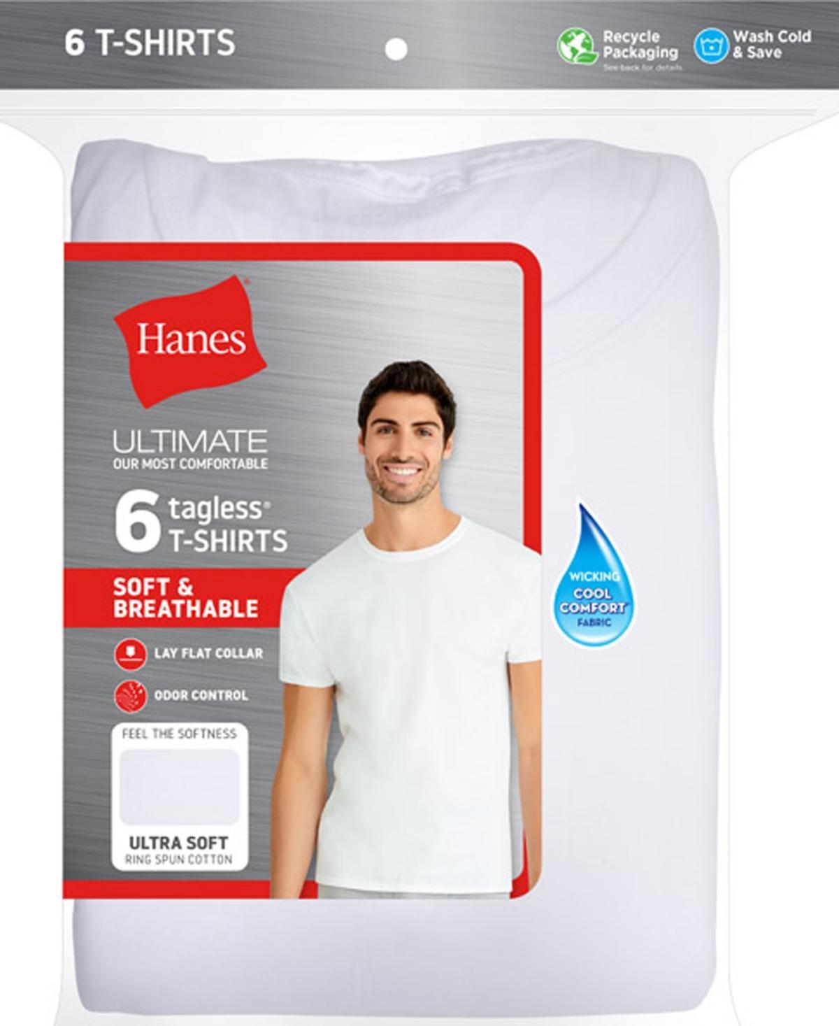 Hanes Ultimate 6-Pack Men's ComfortSoft Crewneck Undershirt, Size: XL, White Product Image