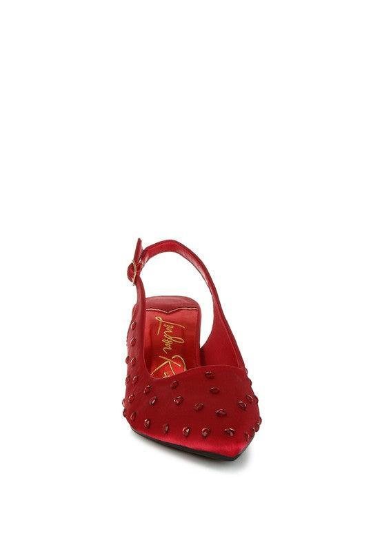 Dasavla Heart-Shaped Rhinestone Studded Slingbacks Product Image