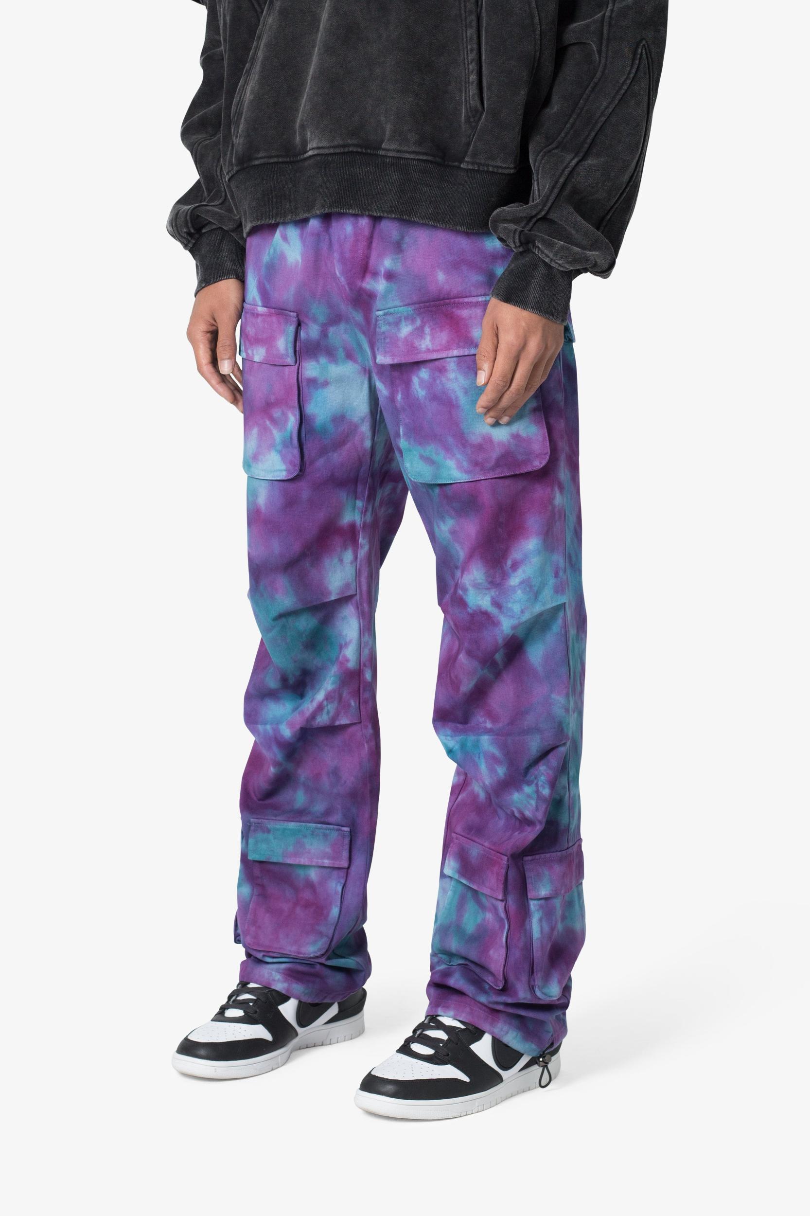 Tie Dyed Cargo Pants - Purple/Pink Product Image