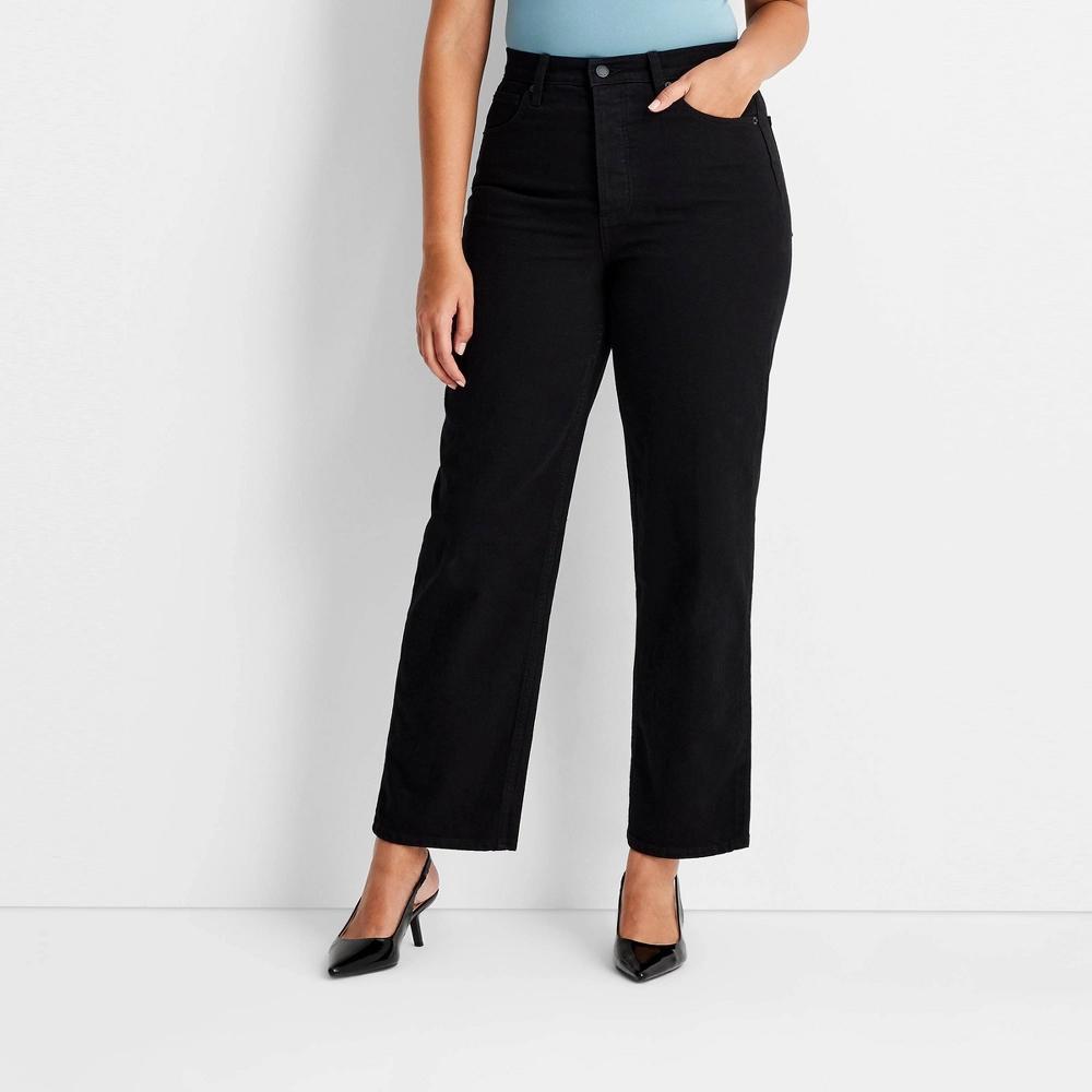 Womens High-Rise Straight Ankle Jeans - Universal Thread Black 0 Product Image