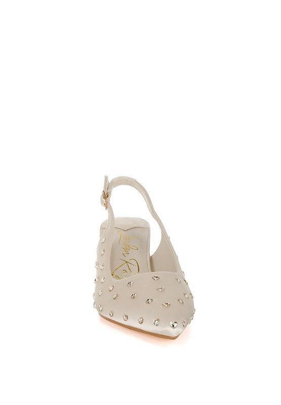 Dasavla Heart-Shaped Rhinestone Studded Slingbacks Product Image