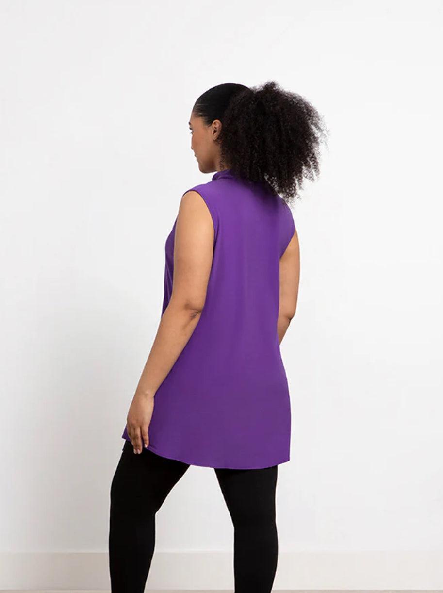 Sympli Sleeveless Mock Neck Slit Tunic Product Image