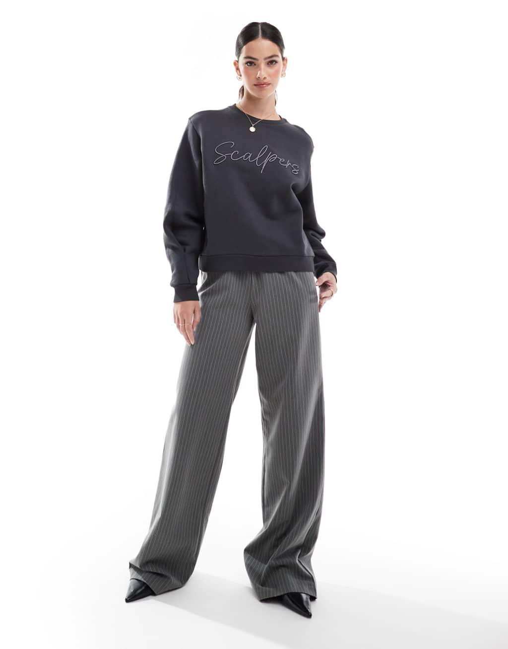 Scalpers Emb Sweater In Gray   Product Image