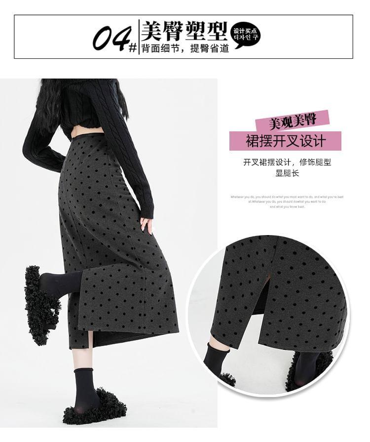 High Rise Dotted Midi A-Line Skirt Product Image