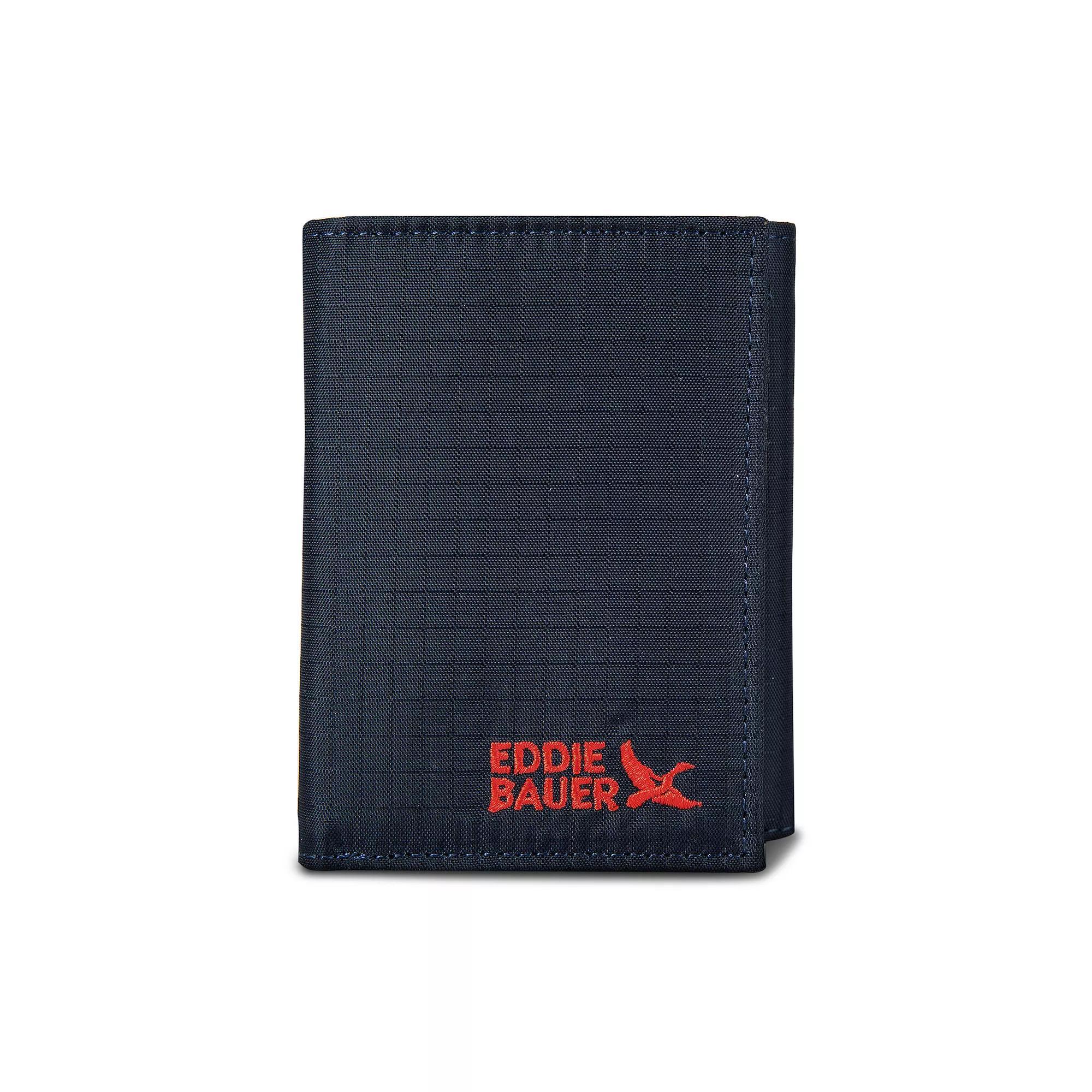 Men's Eddie Bauer Companion Ripstop Nylon Trifold RFID Wallet, Blue Product Image
