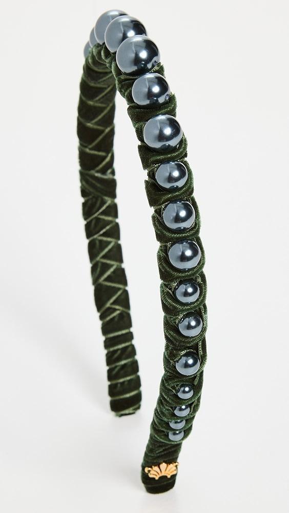 Lele Sadoughi Velvet Graduated Pearl Headband | Shopbop Product Image
