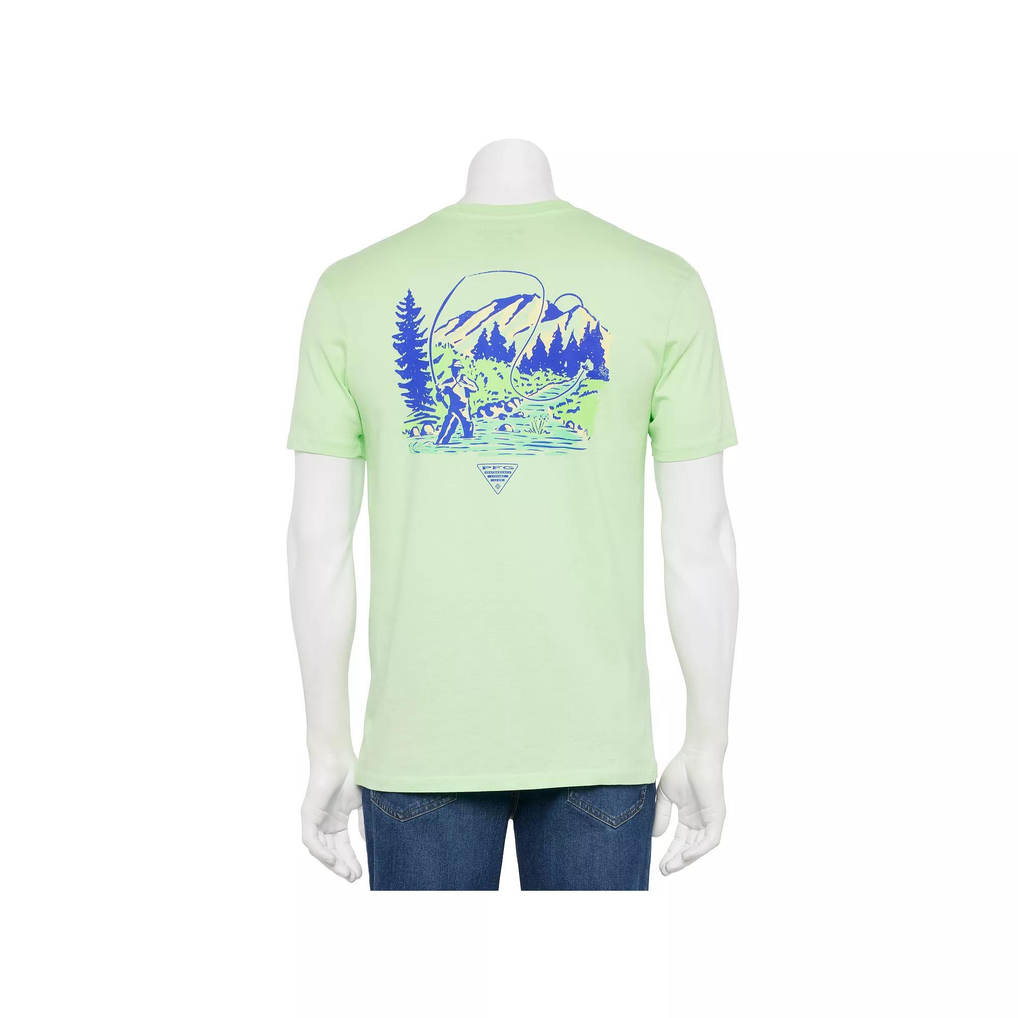 Men's Columbia PFG Short Sleeve Back Graphic Tee, Size: Large, Green Product Image