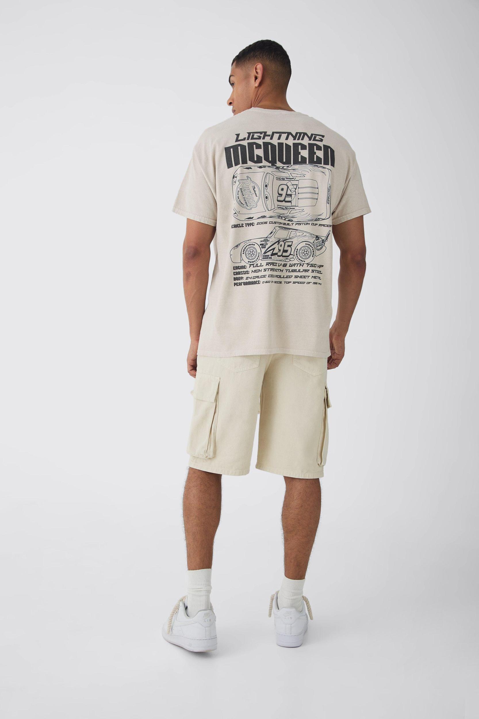 Oversized Disney Cars Wash License Print T-shirt | boohooMAN USA Product Image