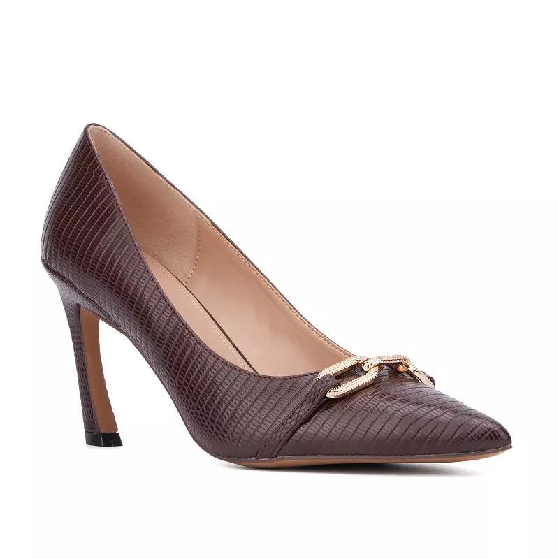New York & Company Katerina Embossed Pumps, Womens Ivory Lizard Product Image