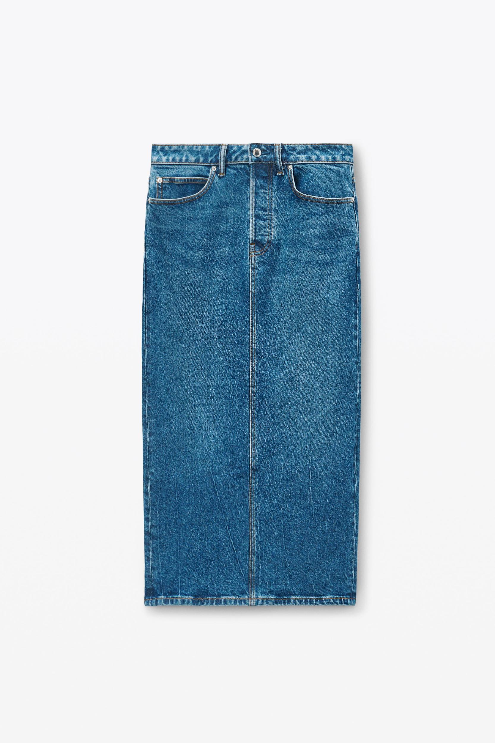 Midi Pencil Skirt In Comfort Stretch Denim Product Image