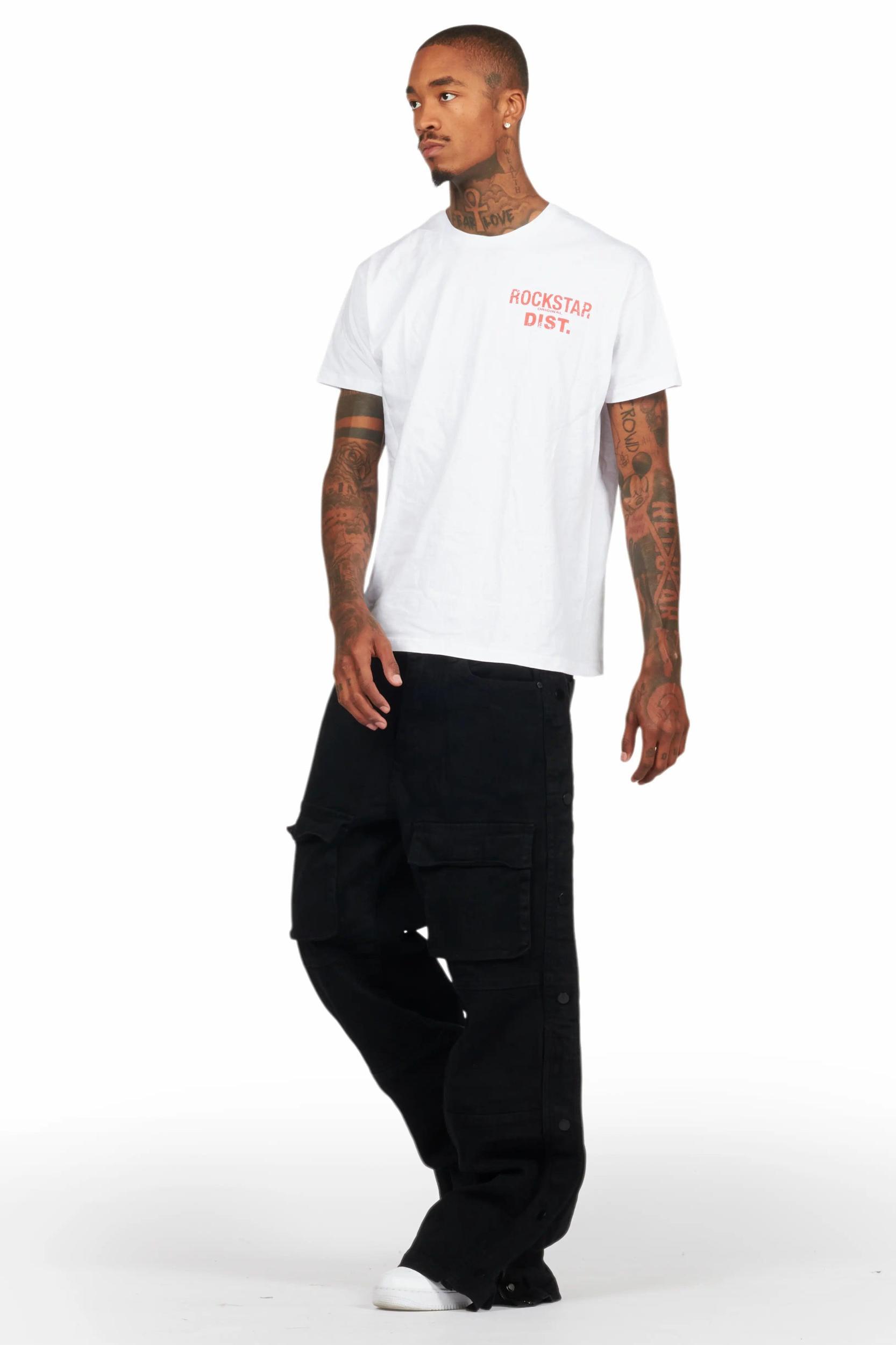 Yuri Black Stacked Cargo Flare Jean Male Product Image