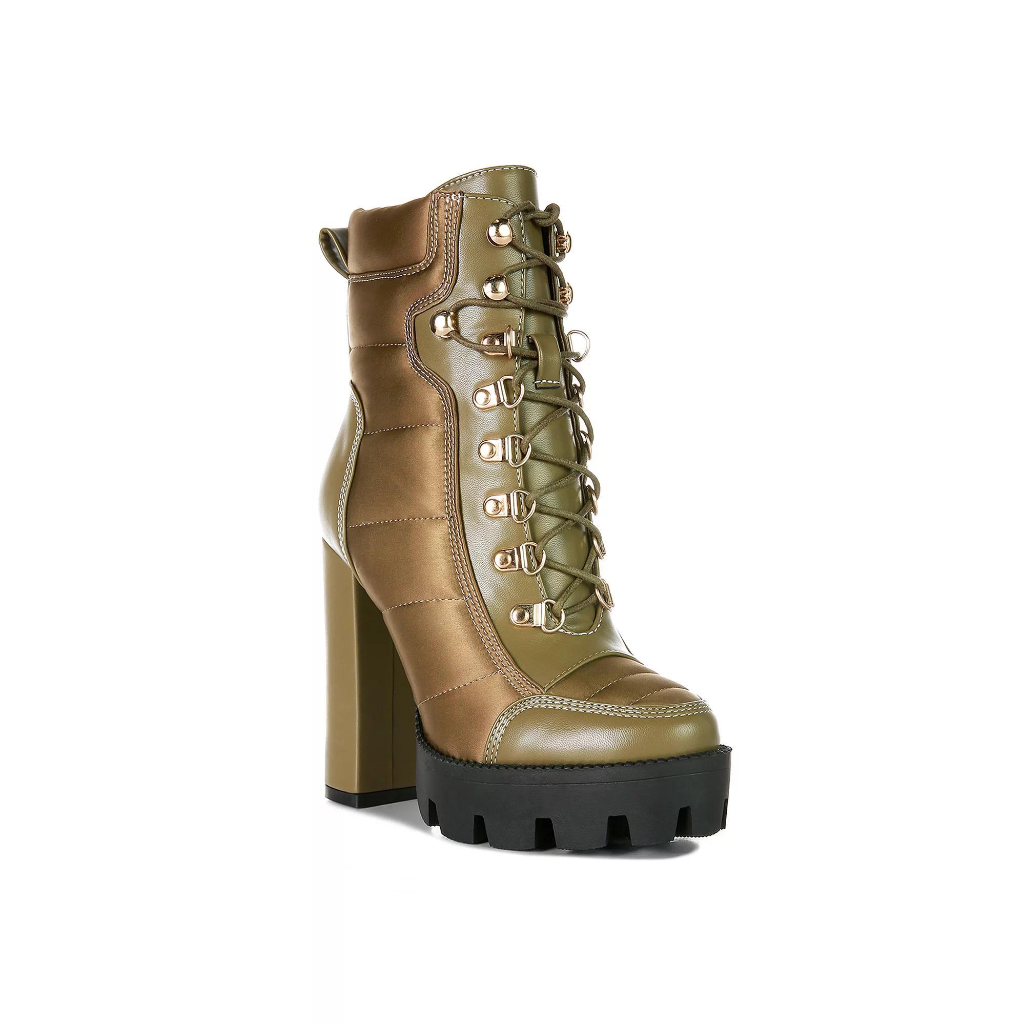 London Rag Scotch Women's Block Heel Ankle Boots, Size: 8, Green Product Image