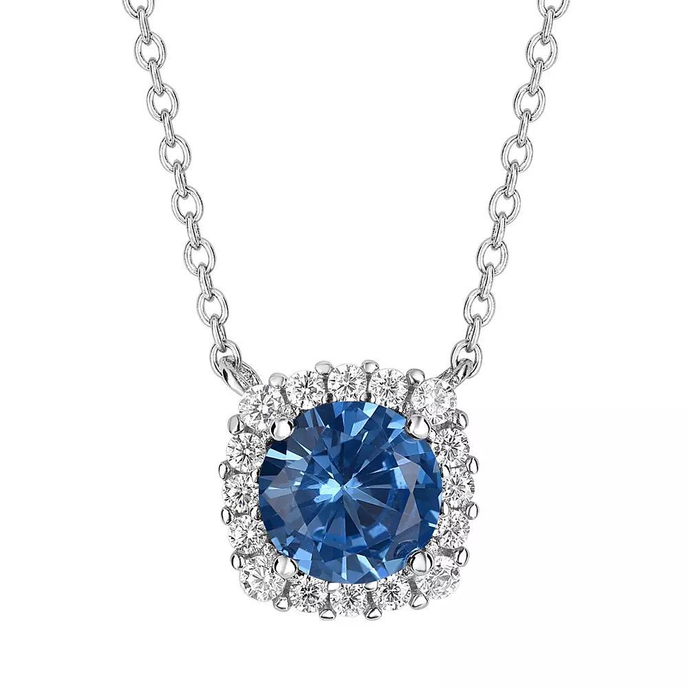 PRIMROSE Sterling Silver Cubic Zirconia Halo Pendant Necklace, Women's, Size: 18", December Product Image