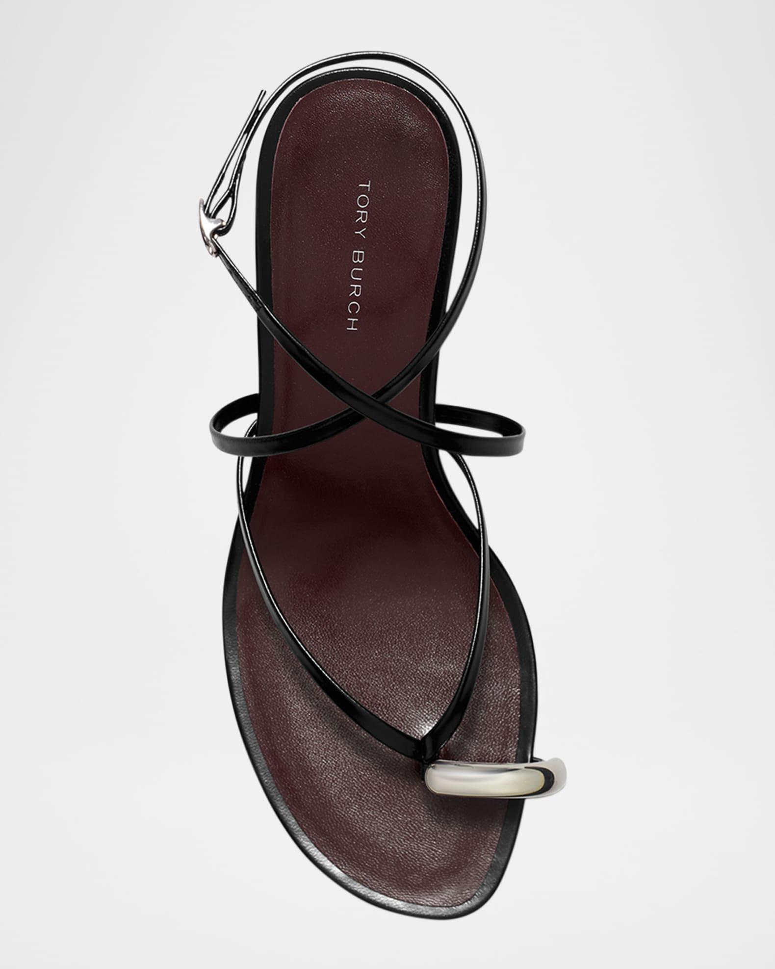 Pierced Leather Toe Ring Strappy Sandals Product Image