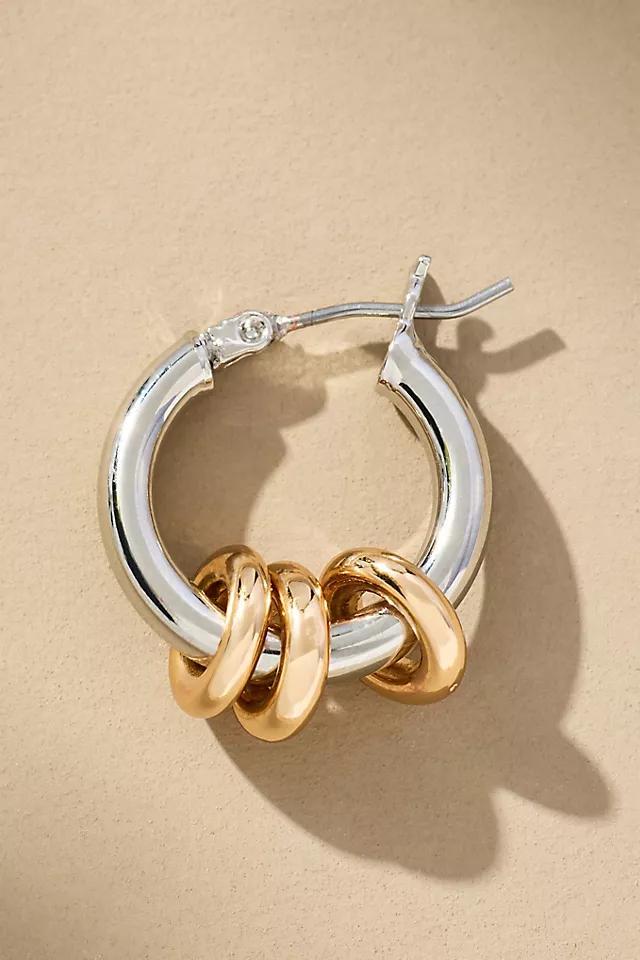 Two-Tone Huggie Hoop Earrings Product Image