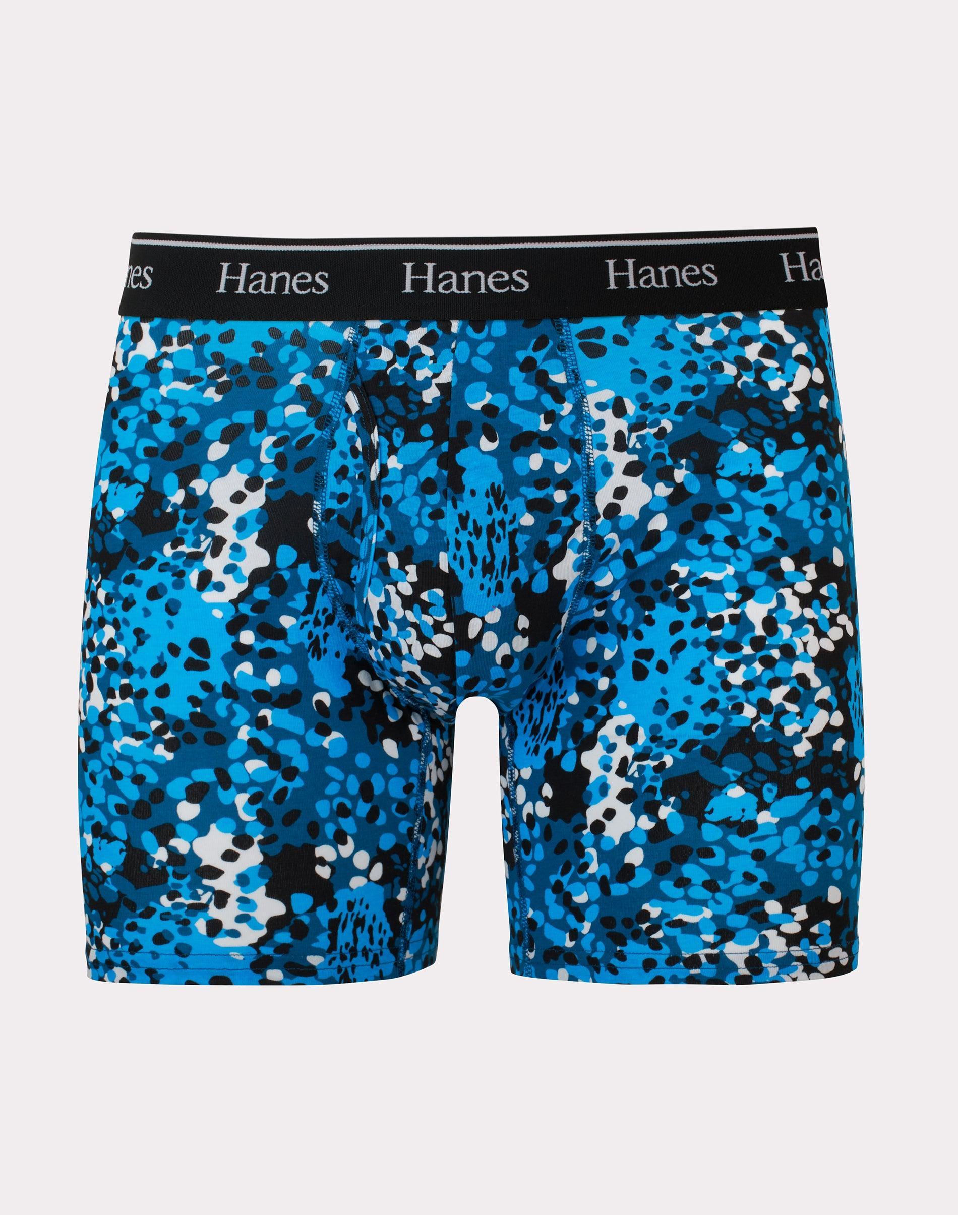 Hanes Originals Mens Stretch Cotton Boxer Brief Underwear, Moisture-Wicking Black/Red M Product Image