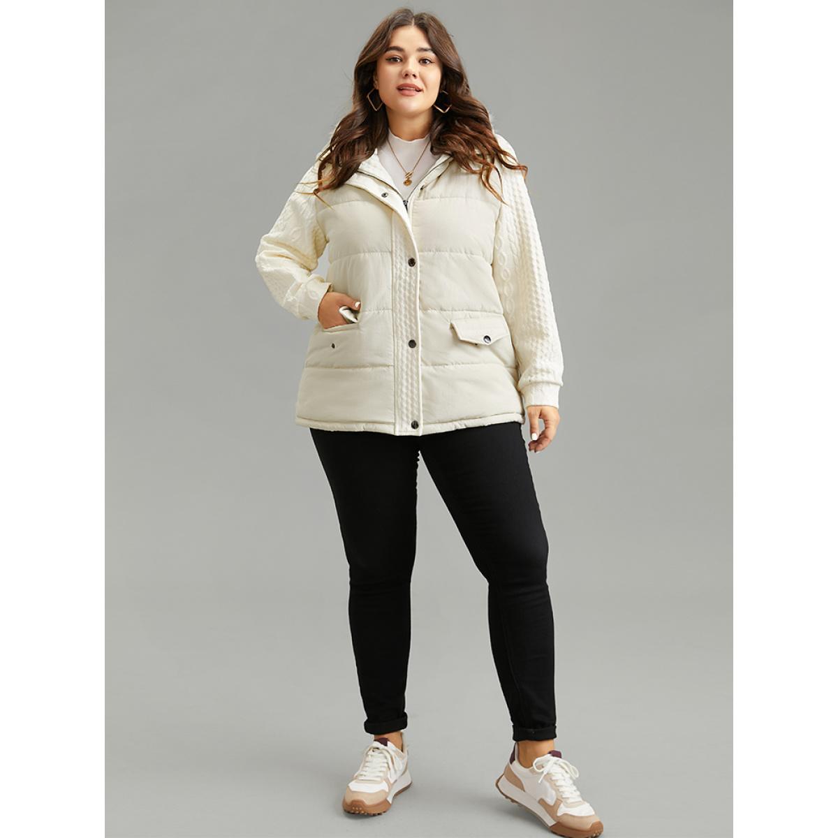 Plus Size Women Dailywear Plain Lined No stretch 14-16/1X Pocket Casual Cotton Jackets BloomChic Product Image