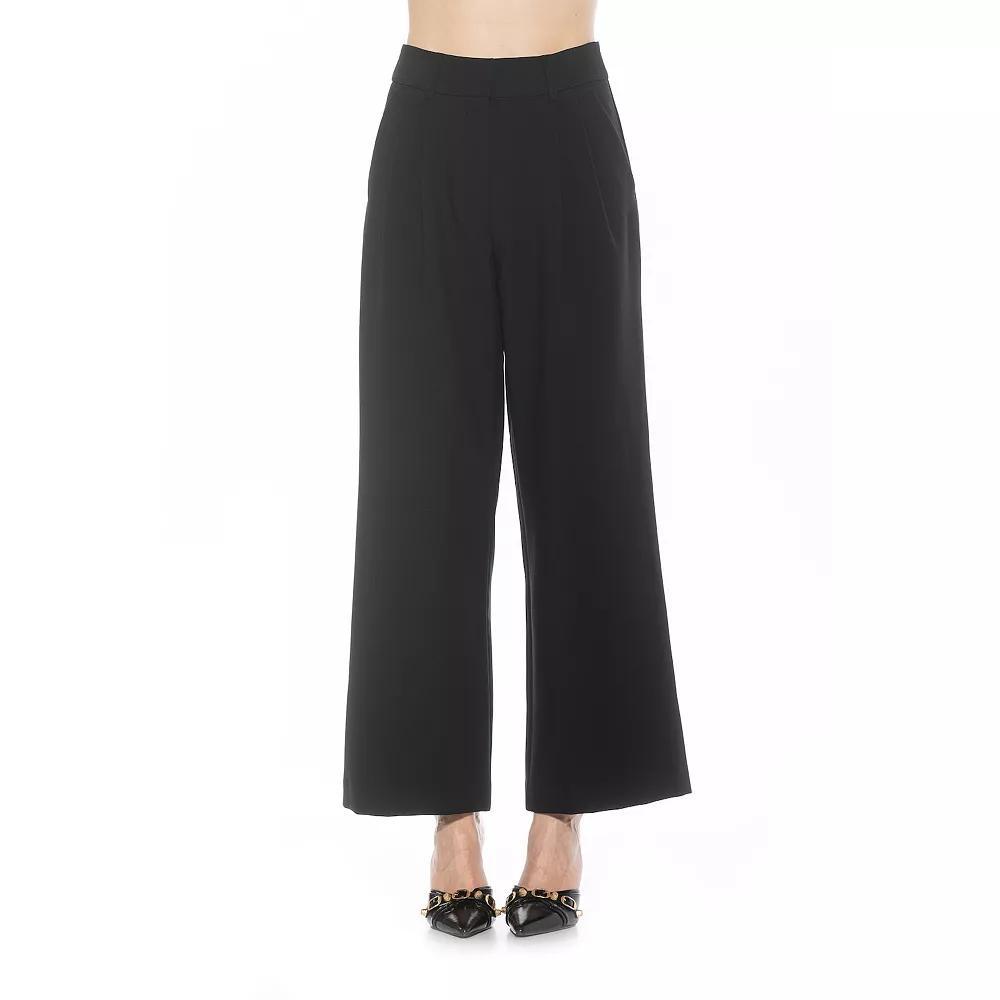 Women's ALEXIA ADMOR Elodie Belted Front Zip Wide Leg Pant, Size: 12, Black Product Image