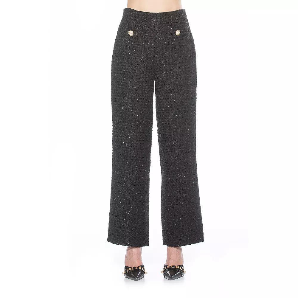 Women's ALEXIA ADMOR Jayden Wide Leg Tweed Pants, Size: 8, Black Product Image