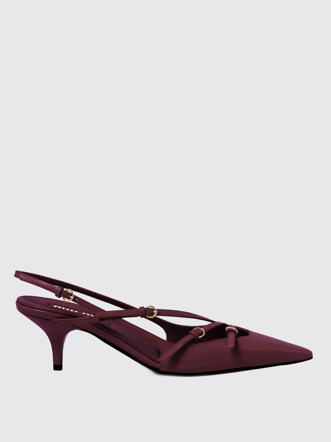 MIU MIU Slingback Deep Purple In Patent Leather With Buckles Women In Burgundy Product Image