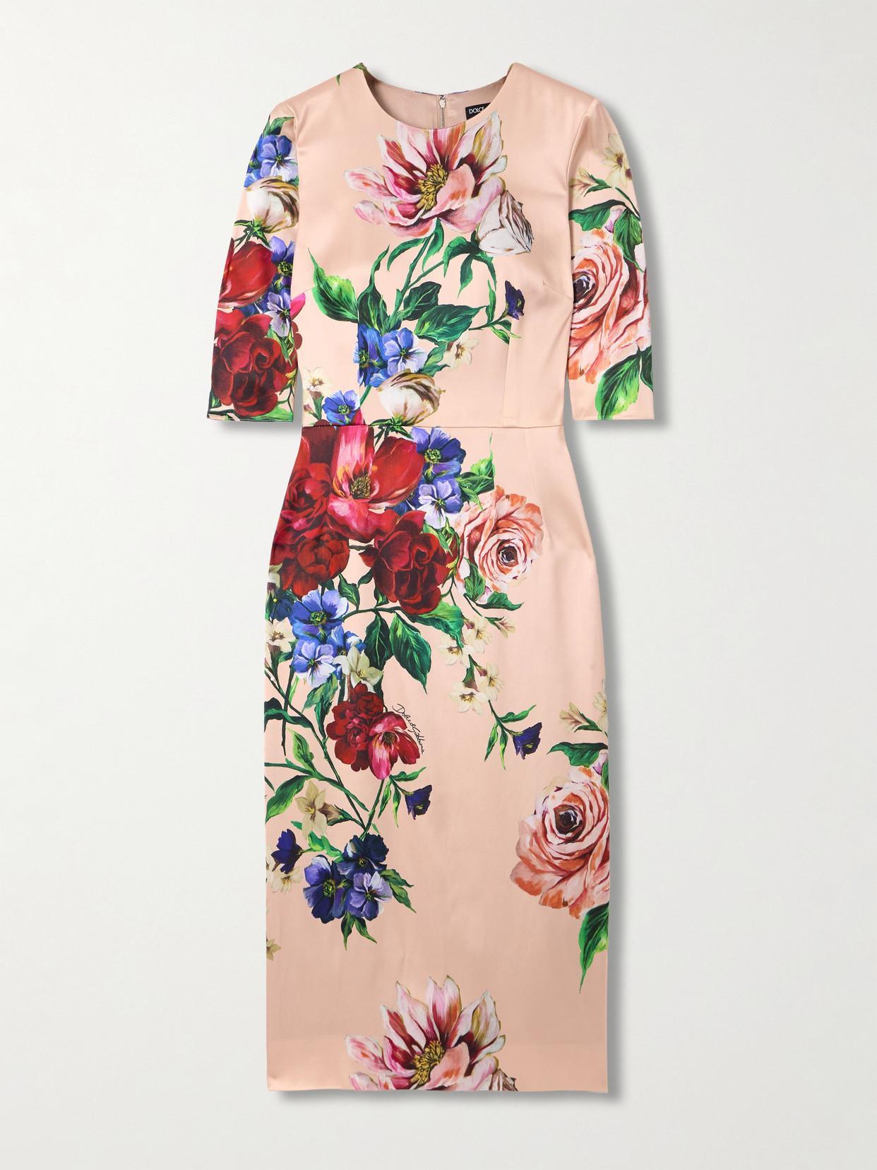 DOLCE & GABBANA Women Flower Print Midi Dress In Neutral Product Image