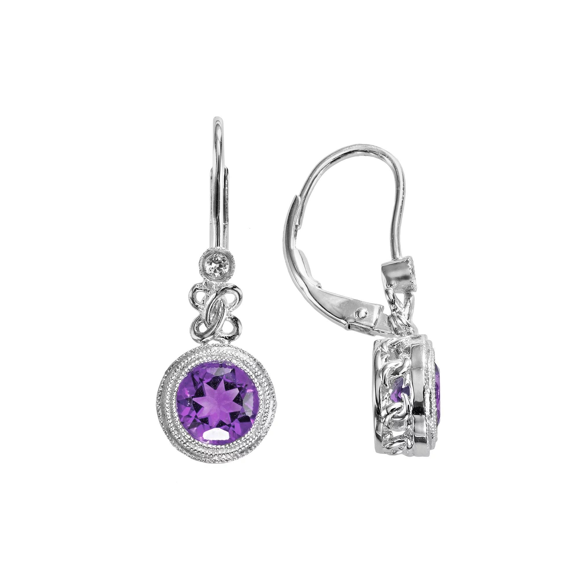 Sterling Silver Blue Topaz and Lab-Created White Sapphire Drop Earrings, Women's Product Image
