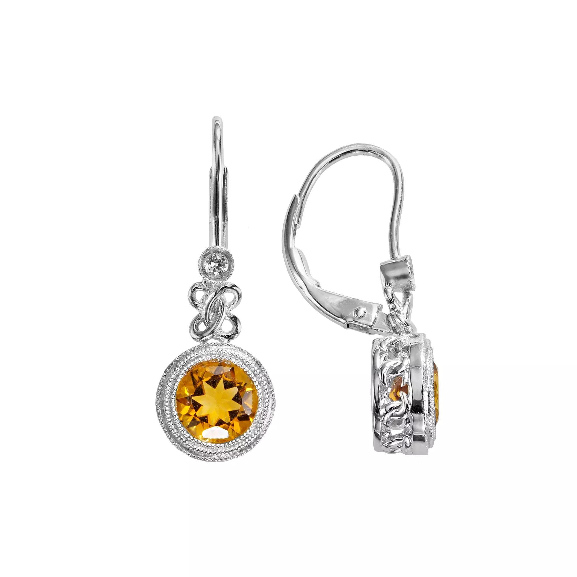 Sterling Silver Peridot & Lab-Created White Sapphire Drop Earrings, Women's Product Image