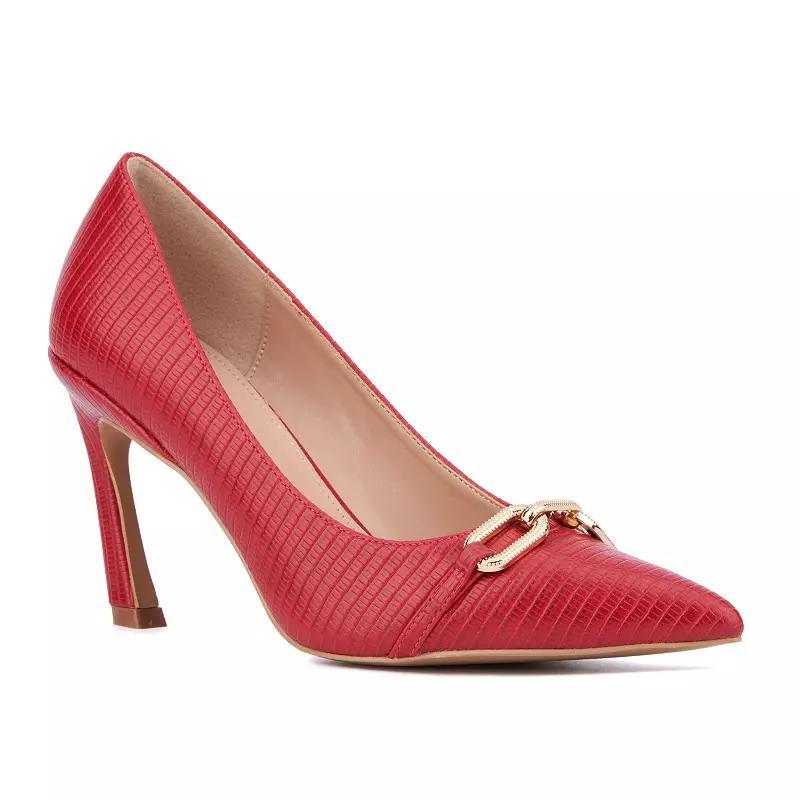 New York & Company Katerina Embossed Pumps, Womens Ivory Lizard Product Image