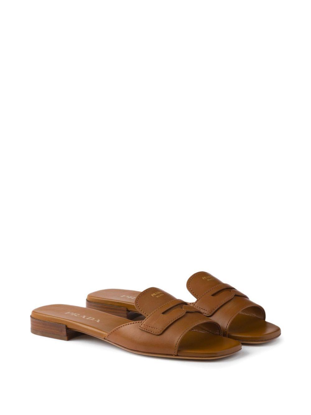 triangle-logo leather sandals Product Image