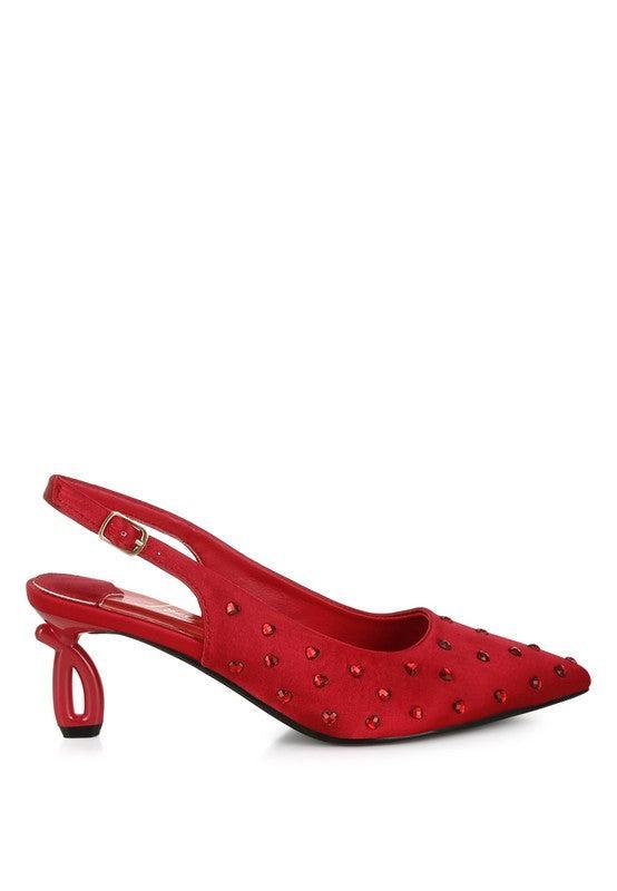 Dasavla Heart-Shaped Rhinestone Studded Slingbacks Product Image
