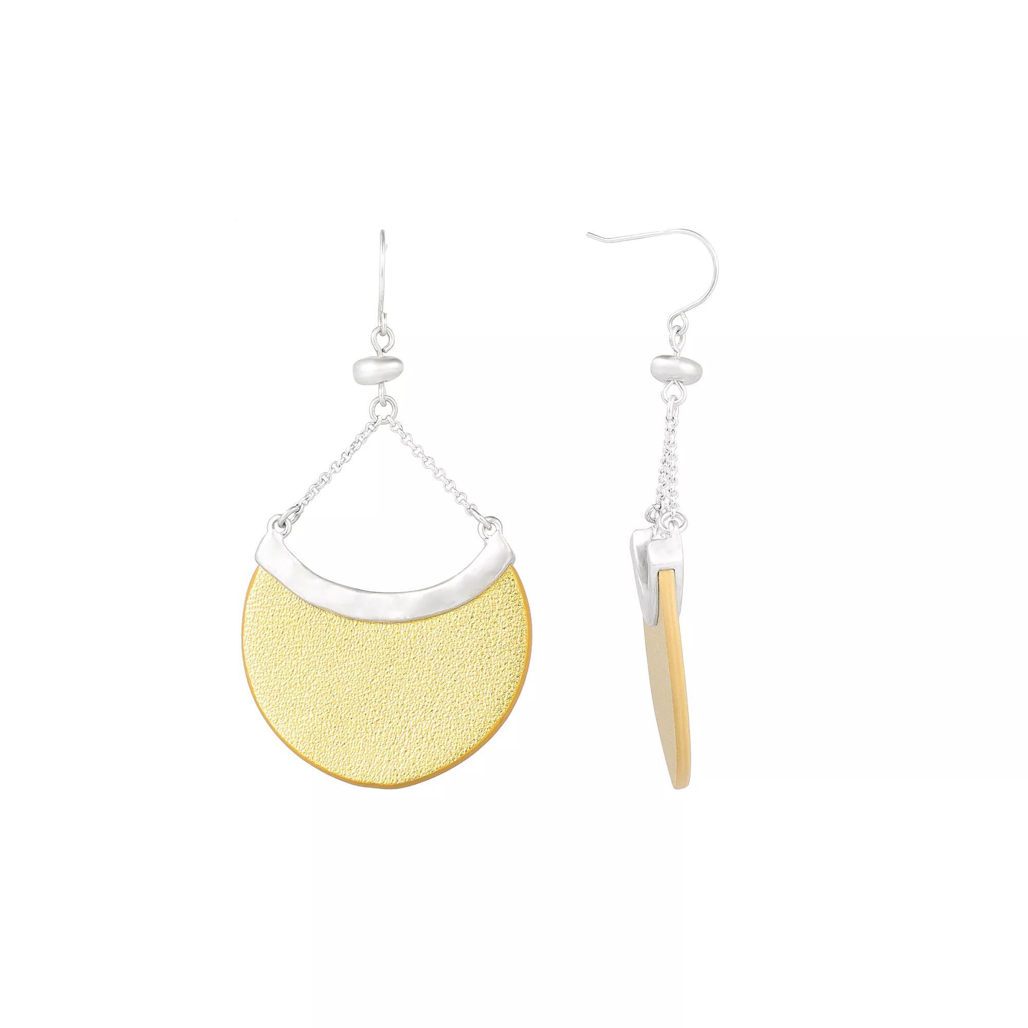 Bella Uno Silver Tone Leather Earrings, Womens, Two Tone Product Image