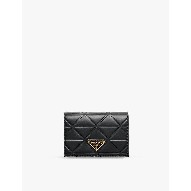 PRADA Womens Black Logo-plaque Small Leather Wallet Product Image