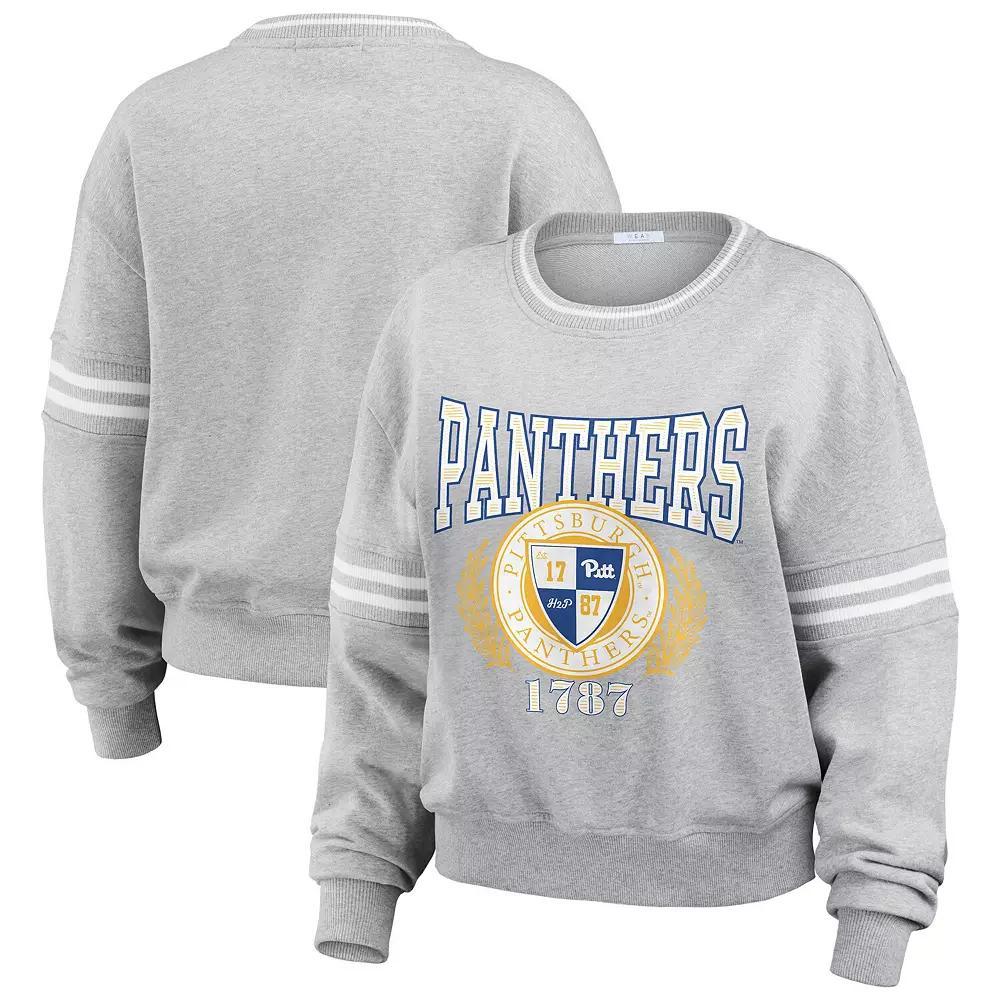 Women's WEAR by Erin Andrews Heather Gray Pitt Panthers Classic Stripe Pullover Sweater, Size: Small, Grey Product Image