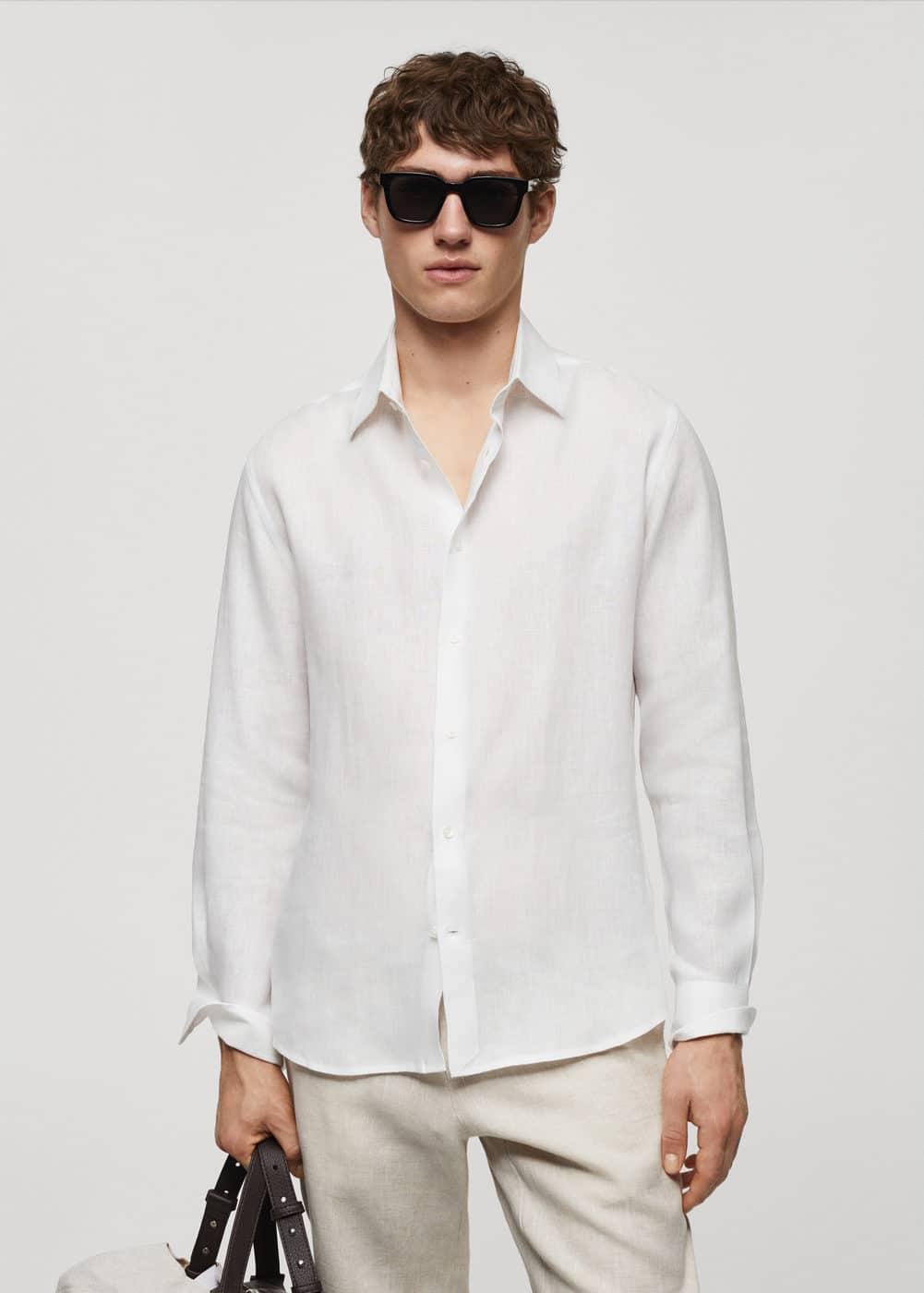Mango Mens Linen Shirt Product Image