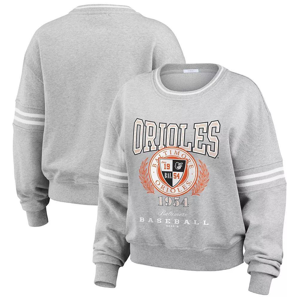 Womens WEAR by Erin Andrews Heather Gray Baltimore Orioles Domestic Crest Pullover Sweatshirt Product Image